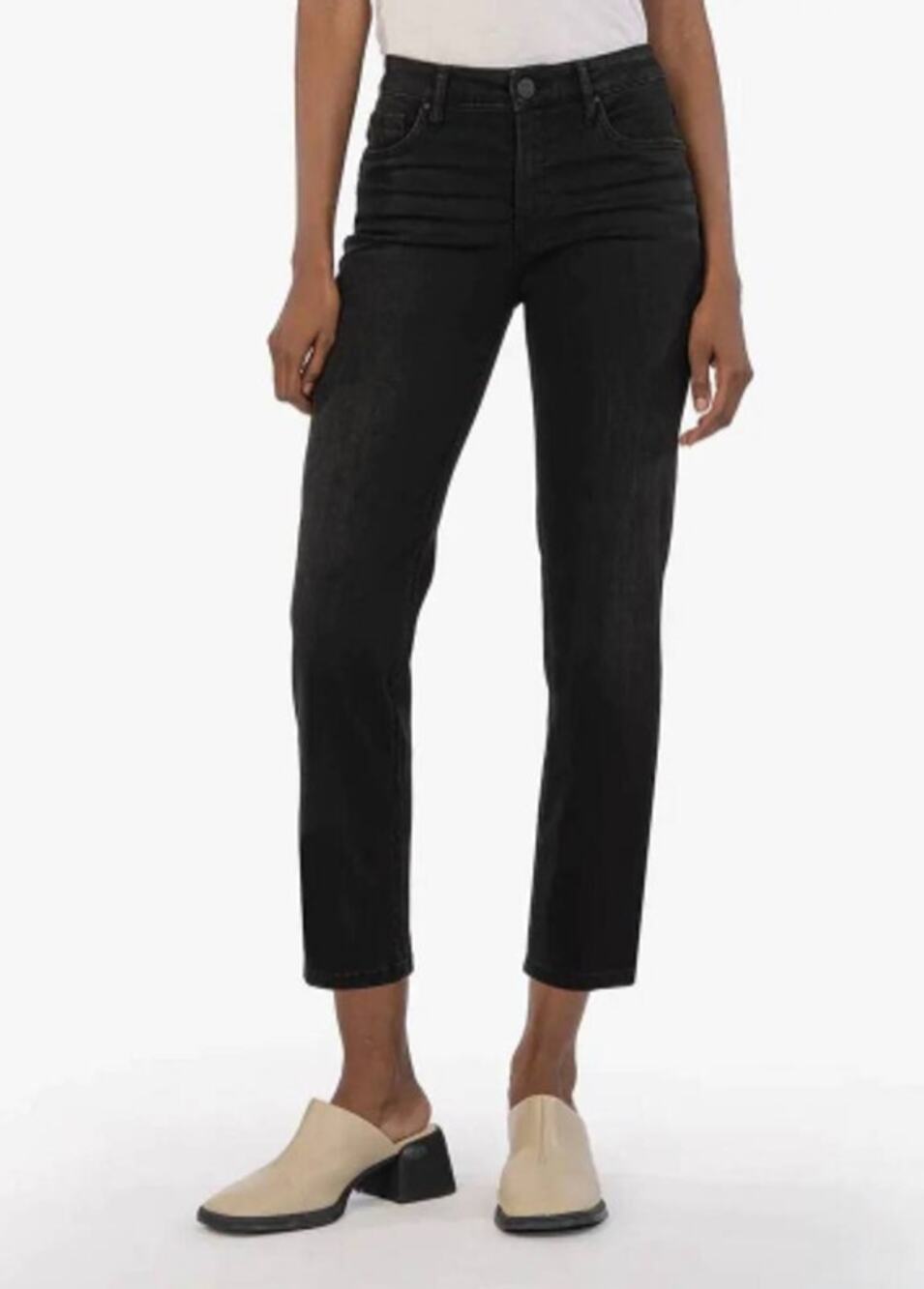 Kut from the Kloth Rachael Fab Ab Mom Jeans Women's 6 Black High Rise Tapered